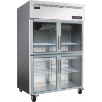 Cool-Linden 1220-4 Glass Doors Stainless Steel Refrigerator